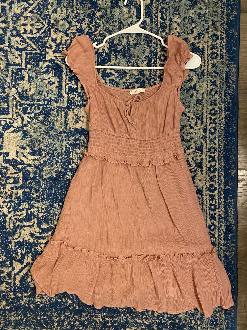mine Dusty Rose Ruffle-Trim Mini Dress